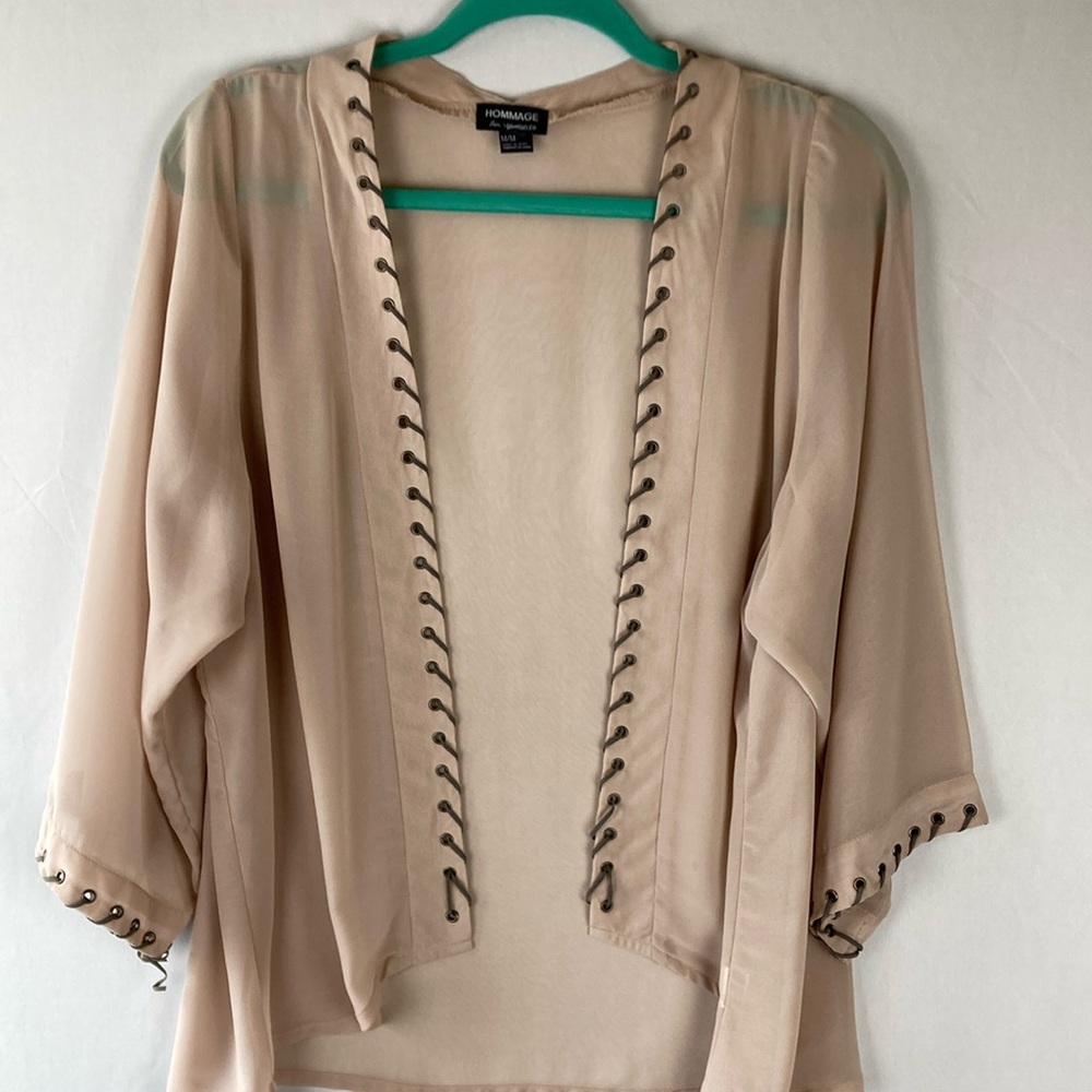 Hommage from Los Angeles size medium open front shear jacket beige